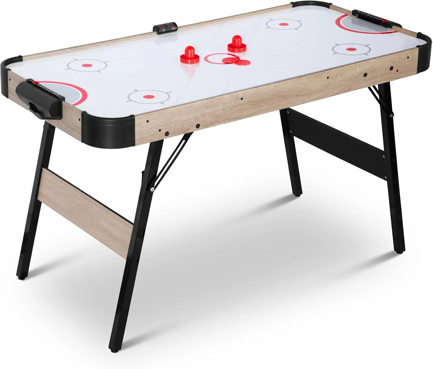 Foldable Air Hockey Table, 58in Folding LED Electronic Scoring Sports Hockey Game, Hockey Table Gaming Set w/2 Pucks, 2 Pushers, Powerful 12V Motor for Adults and Kids, Home Game Room