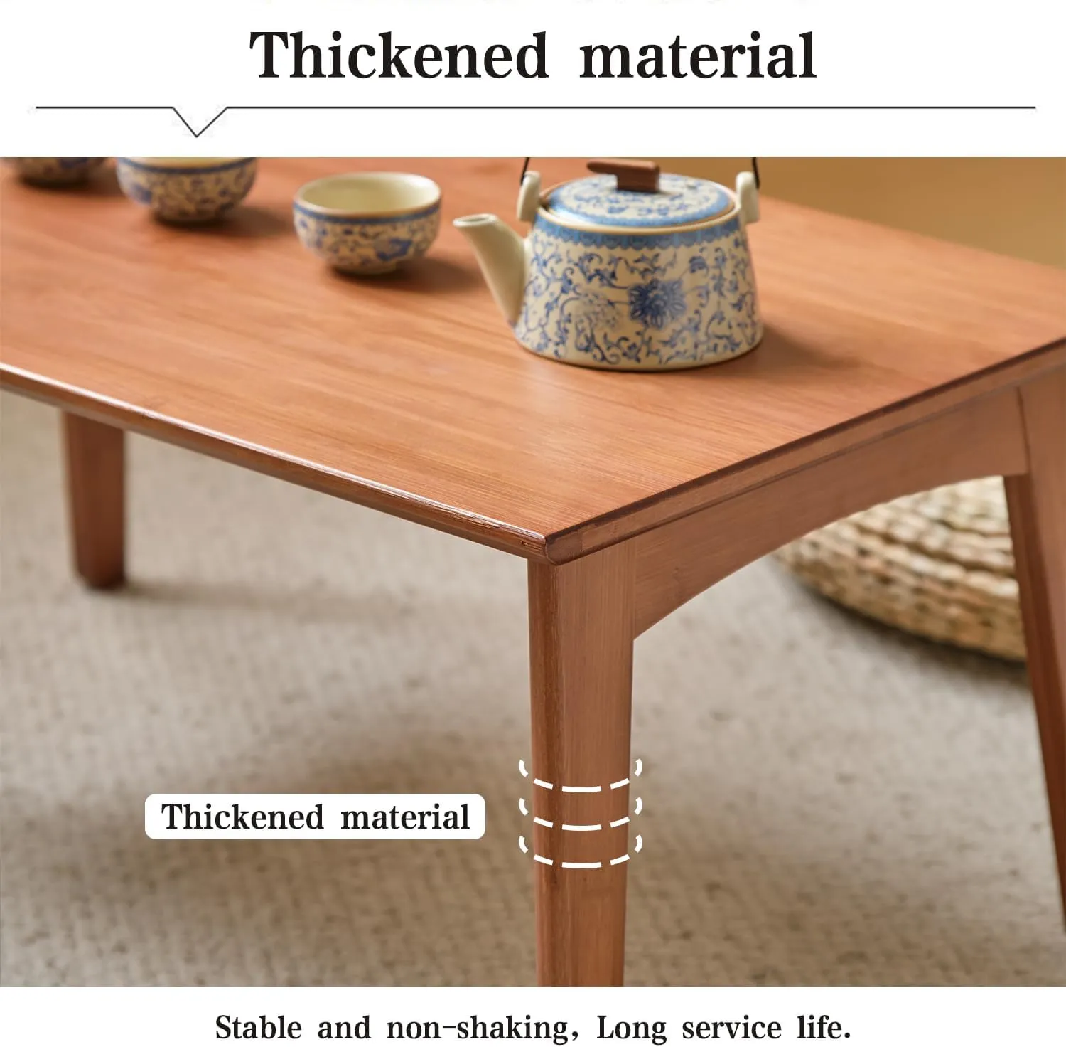 Foldable Bamboo Floor Table No Assembly Required Outdoor Picnic Table Small Bedroom Furniture Laptop Desk Folding Coffee Tables for Living Room Decor (Walnut, Small)