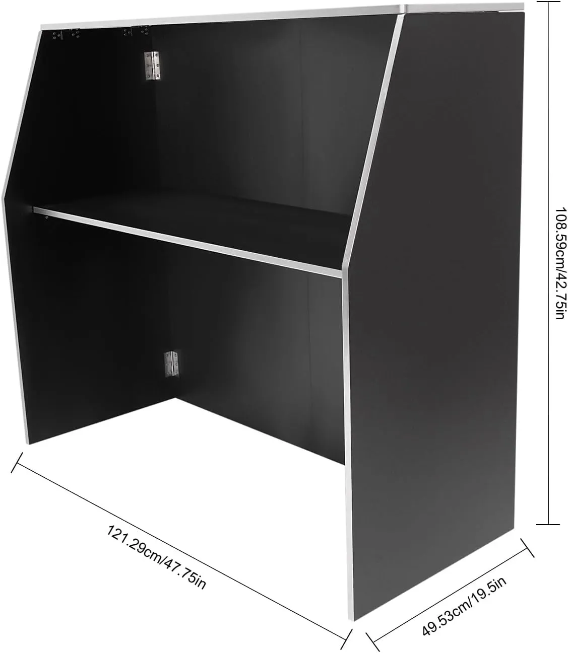 Foldable Event Bar, 42.75" Tall Portable Bar Cabinet Commercial Portable Bar Mobile Bartender Station with Top and Middle Shelves for Events Outdoor Parties Picnics (Black   White Aluminum Cladding)