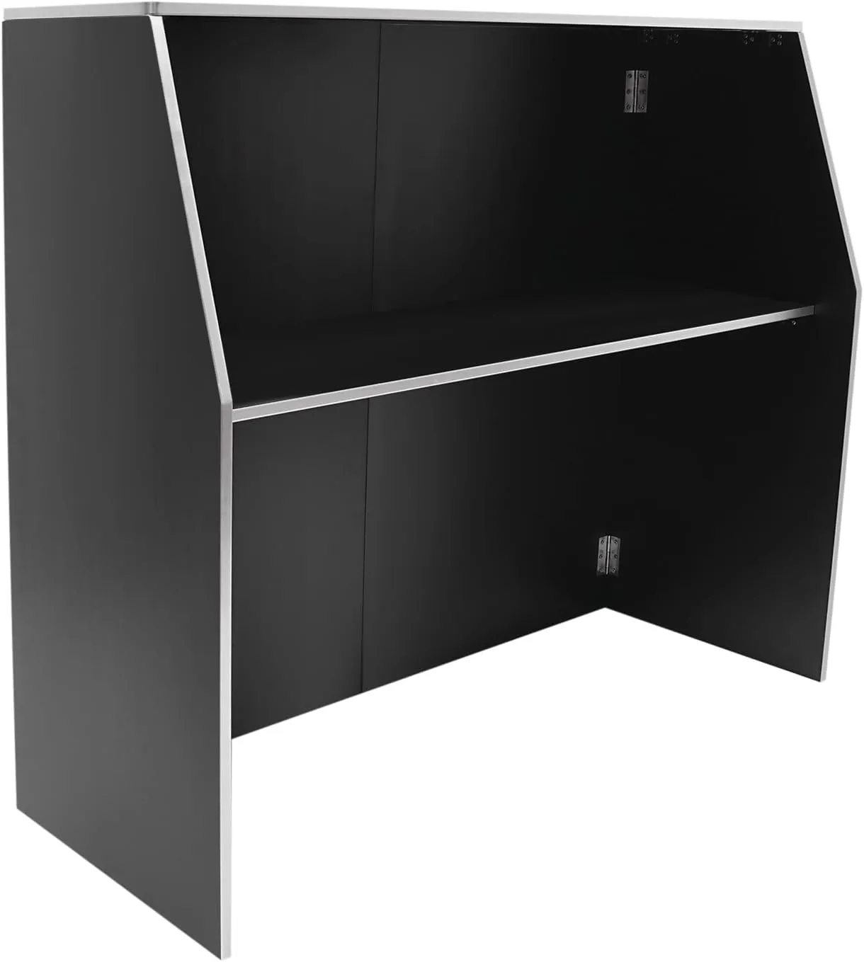 Foldable Event Bar, 42.75" Tall Portable Bar Cabinet Commercial Portable Bar Mobile Bartender Station with Top and Middle Shelves for Events Outdoor Parties Picnics (Black   White Aluminum Cladding)