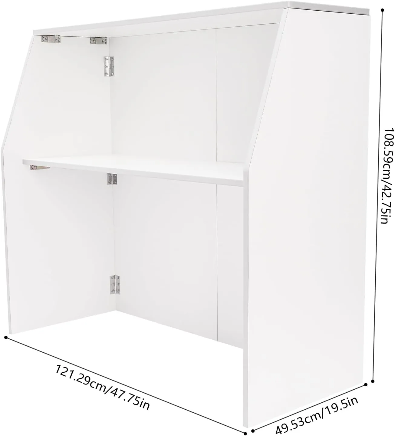 Foldable Event Bar, 42.75" Tall Portable Bar Cabinet Commercial Portable Bar Mobile Bartender Station with Top and Middle Shelves for Events Outdoor Parties Picnics (White)