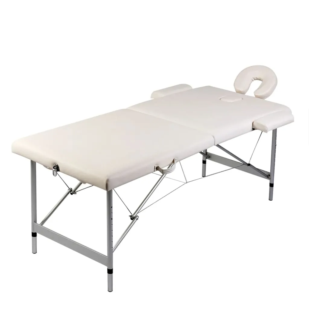 Foldable Massage Table Bed for Spa Salon 2 Zones with Aluminum Frame