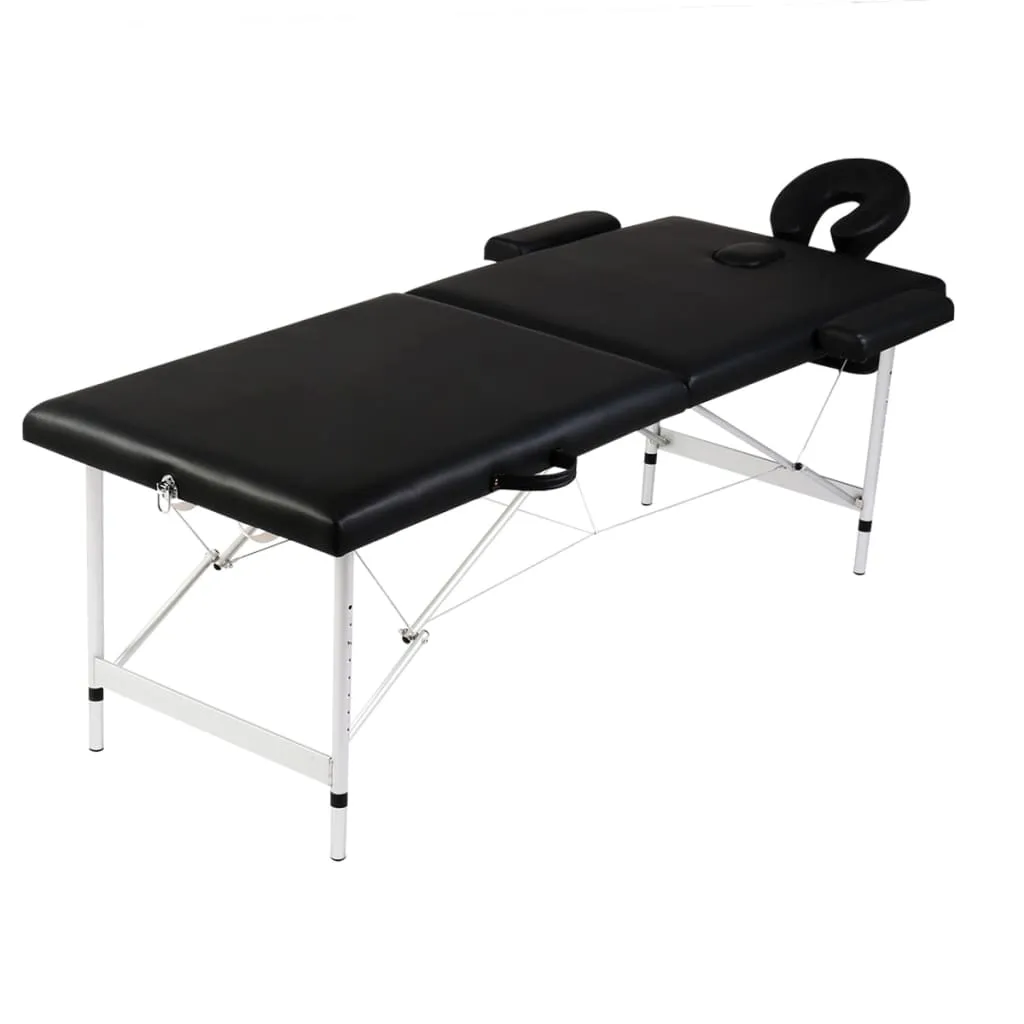 Foldable Massage Table Bed for Spa Salon 2 Zones with Aluminum Frame