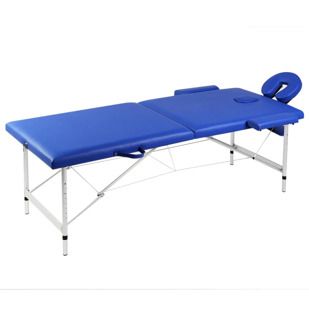 Foldable Massage Table Bed for Spa Salon 2 Zones with Aluminum Frame