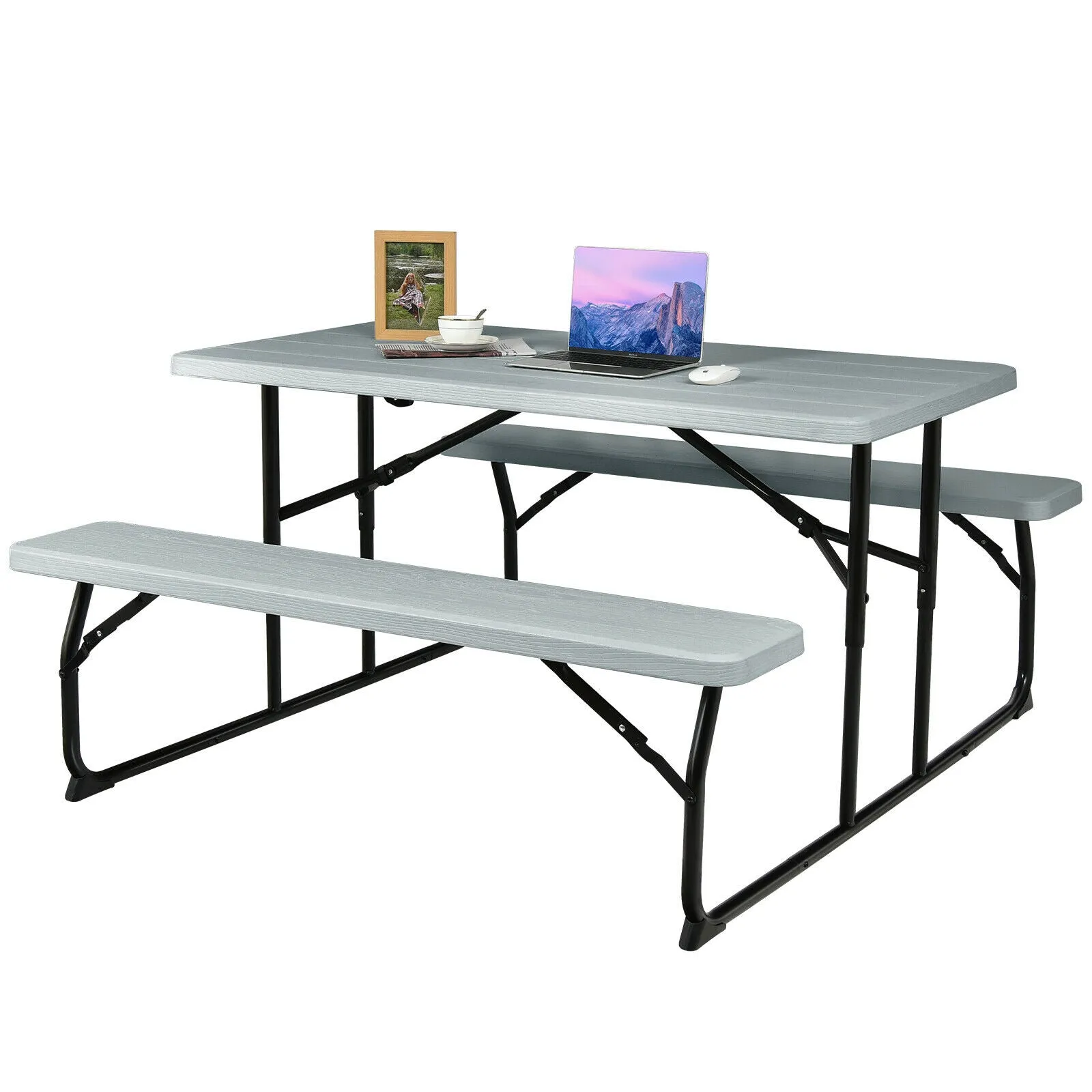 Foldable Picnic Table Bench Set with Anti slip Pads