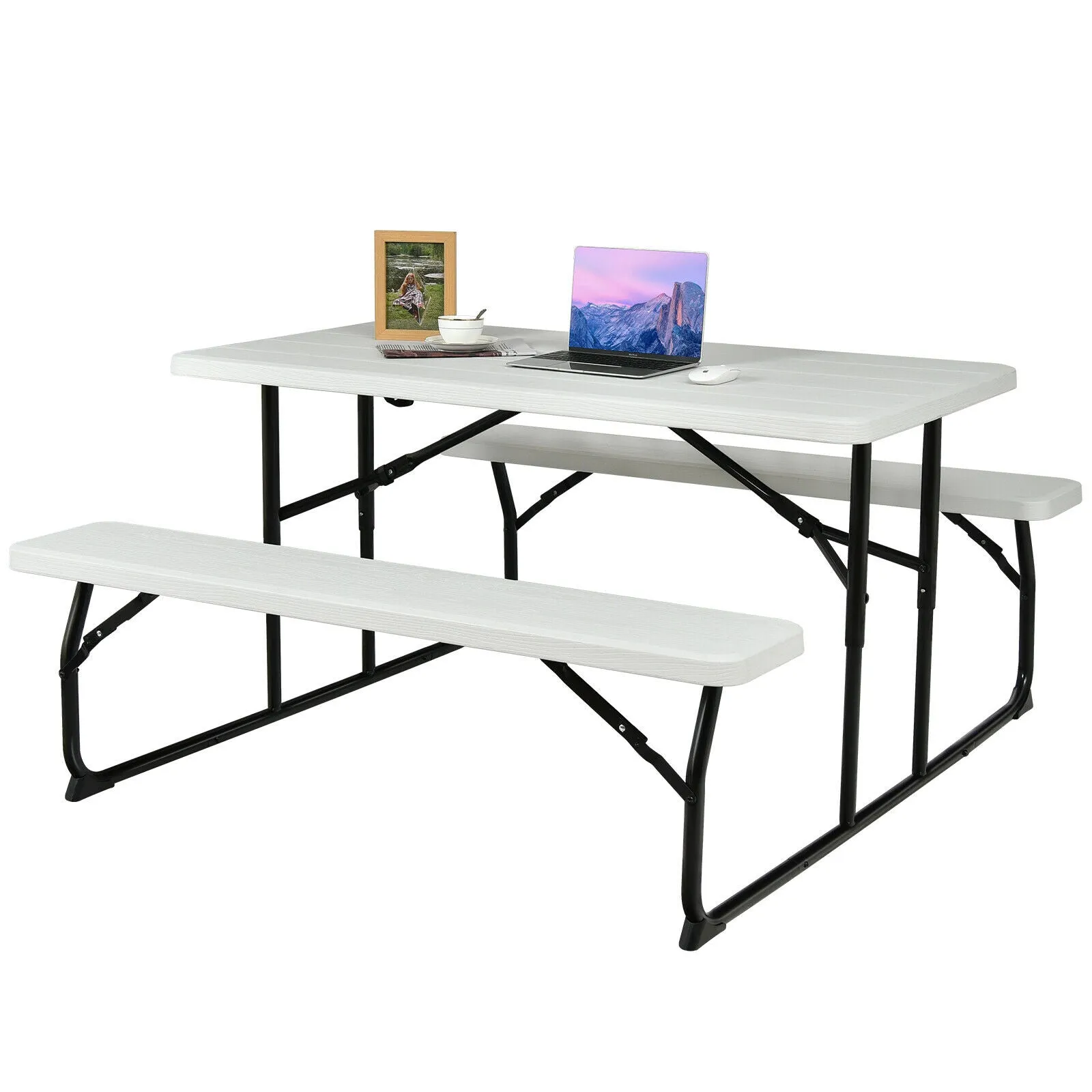 Foldable Picnic Table Bench Set with Anti slip Pads