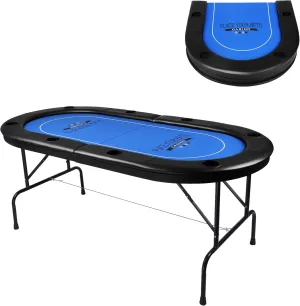 Foldable Poker Table 8 Players Poker Table Folding Texas Holdem Poker Card Table Casino Games Blackjack Baccarat -Blue