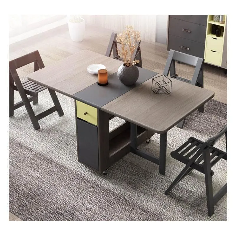 Foldable Rectangle Dining Table Set - Elegant Space-Saving Furniture