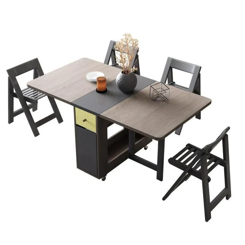 Foldable Rectangle Dining Table Set - Elegant Space-Saving Furniture