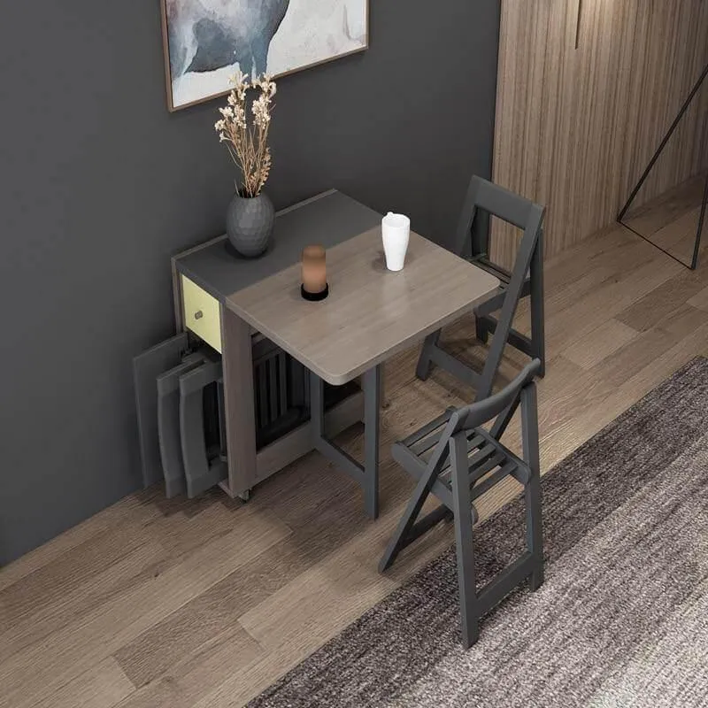Foldable Rectangle Dining Table Set - Elegant Space-Saving Furniture