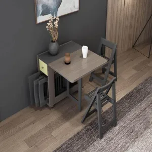 Foldable Rectangle Dining Table Set - Elegant Space-Saving Furniture