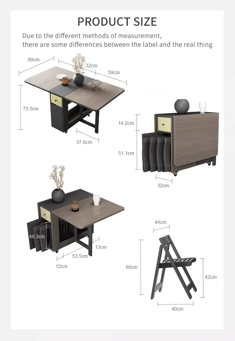 Foldable Rectangle Dining Table Set - Elegant Space-Saving Furniture