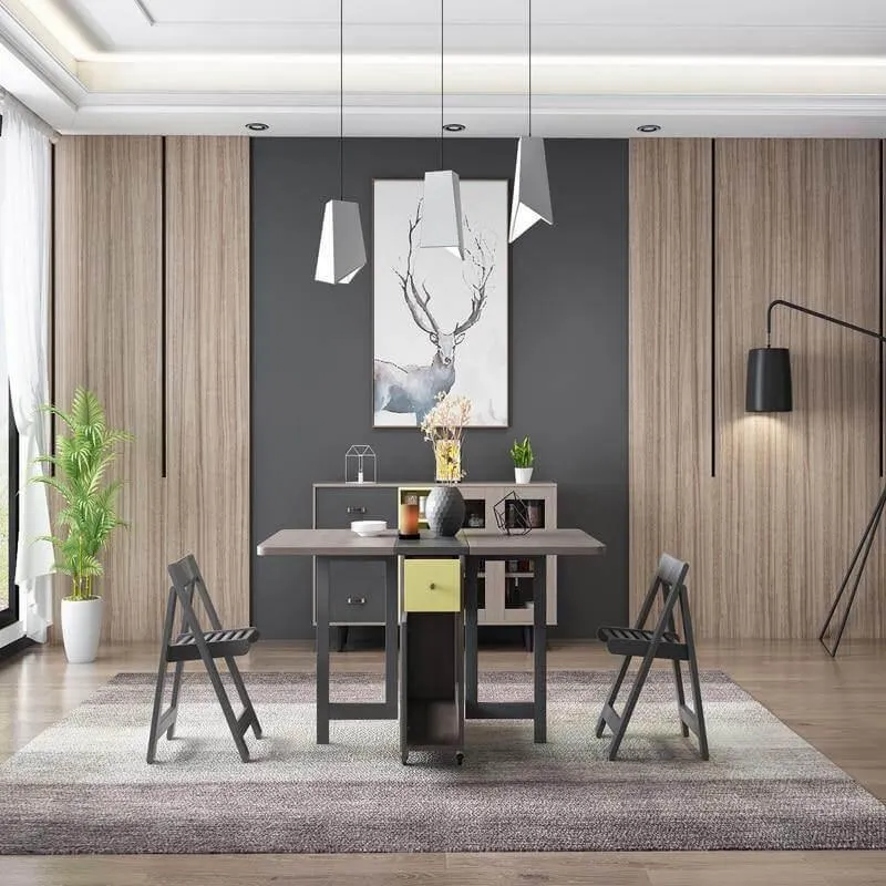 Foldable Rectangle Dining Table Set - Elegant Space-Saving Furniture