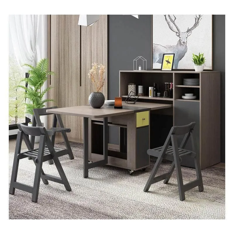 Foldable Rectangle Dining Table Set - Elegant Space-Saving Furniture