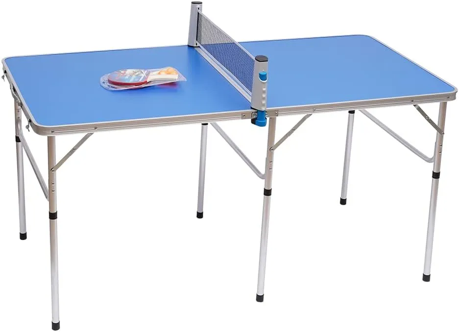Foldable Table Tennis Table, Indoor Outdoor Portable Easy Ping Pong Table Game Set with Table Tennis Net and 2 Rackets, Space-Saving and Lightweight, Not Easy to Shake, Perfect Christmas New Year Gift