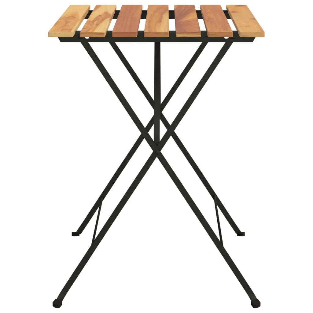 Folding Bistro Table 21.7"x21.3"x28" Solid Wood Teak and Steel