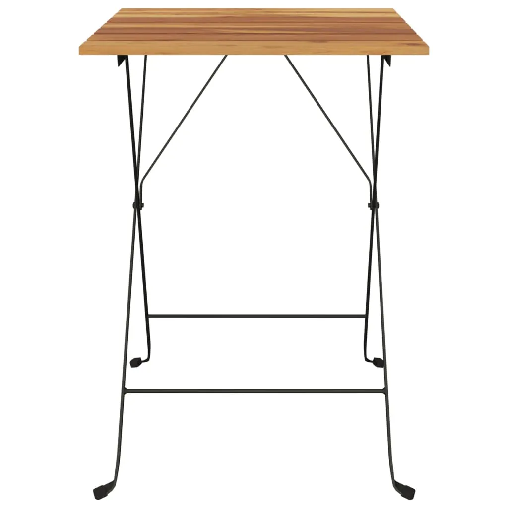 Folding Bistro Table 21.7"x21.3"x28" Solid Wood Teak and Steel