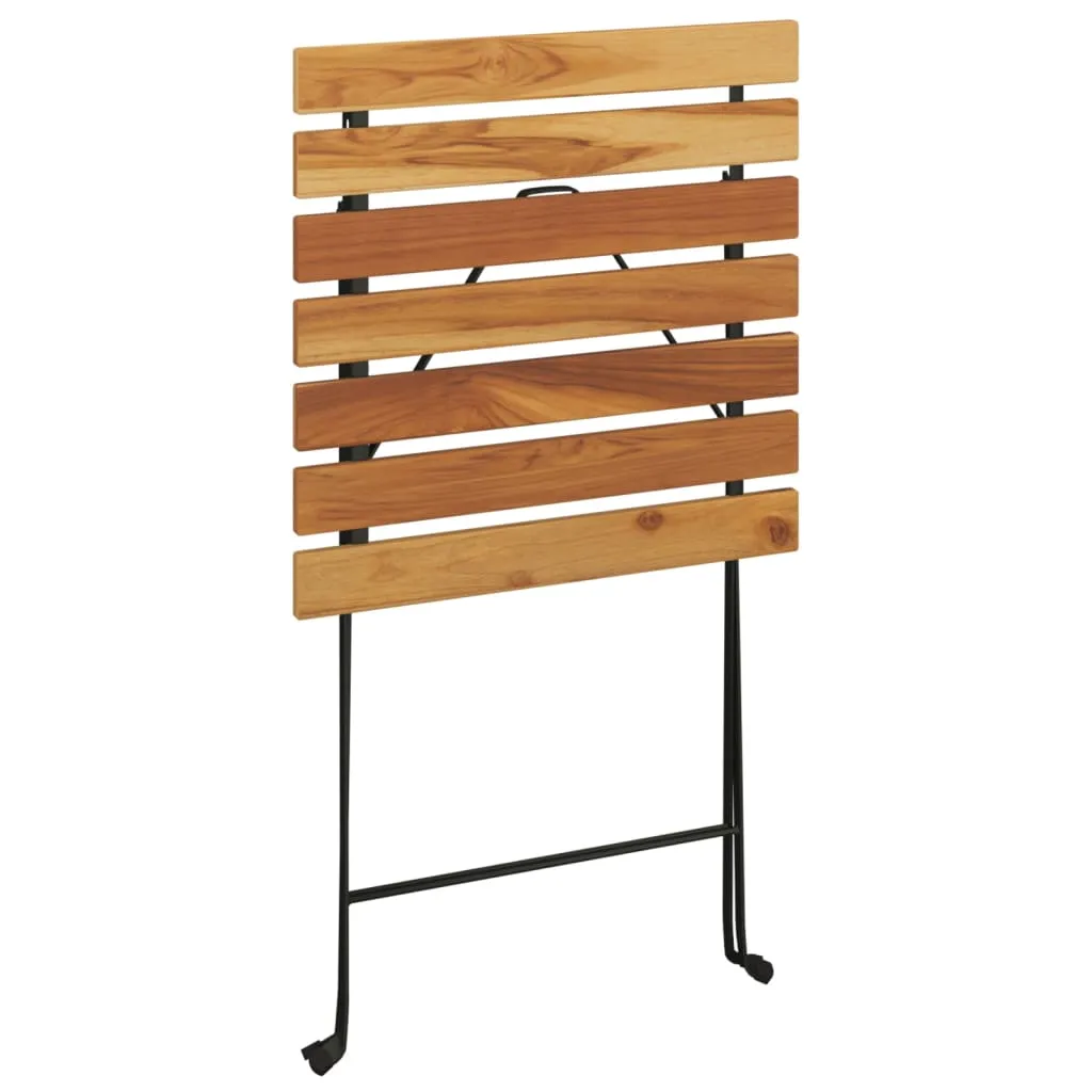 Folding Bistro Table 21.7"x21.3"x28" Solid Wood Teak and Steel