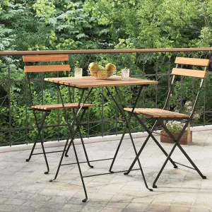 Folding Bistro Table 21.7"x21.3"x28" Solid Wood Teak and Steel