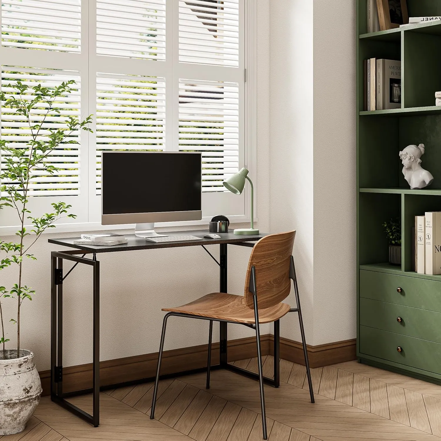 Folding Desk 30 Inch - Small Foldable Desk for Small Space Minimalist, Space Saving Collapsible Compact Desk Portable Table for Craft, Writing, Study and Work (No Assembly Required)