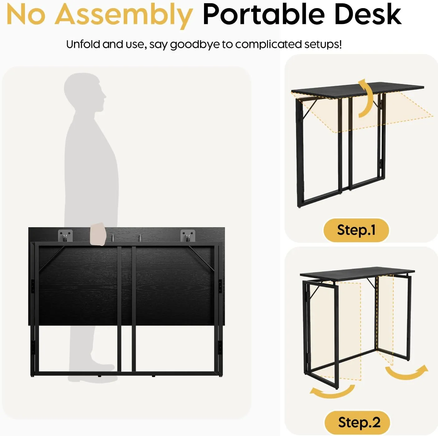 Folding Desk 30 Inch - Small Foldable Desk for Small Space Minimalist, Space Saving Collapsible Compact Desk Portable Table for Craft, Writing, Study and Work (No Assembly Required)