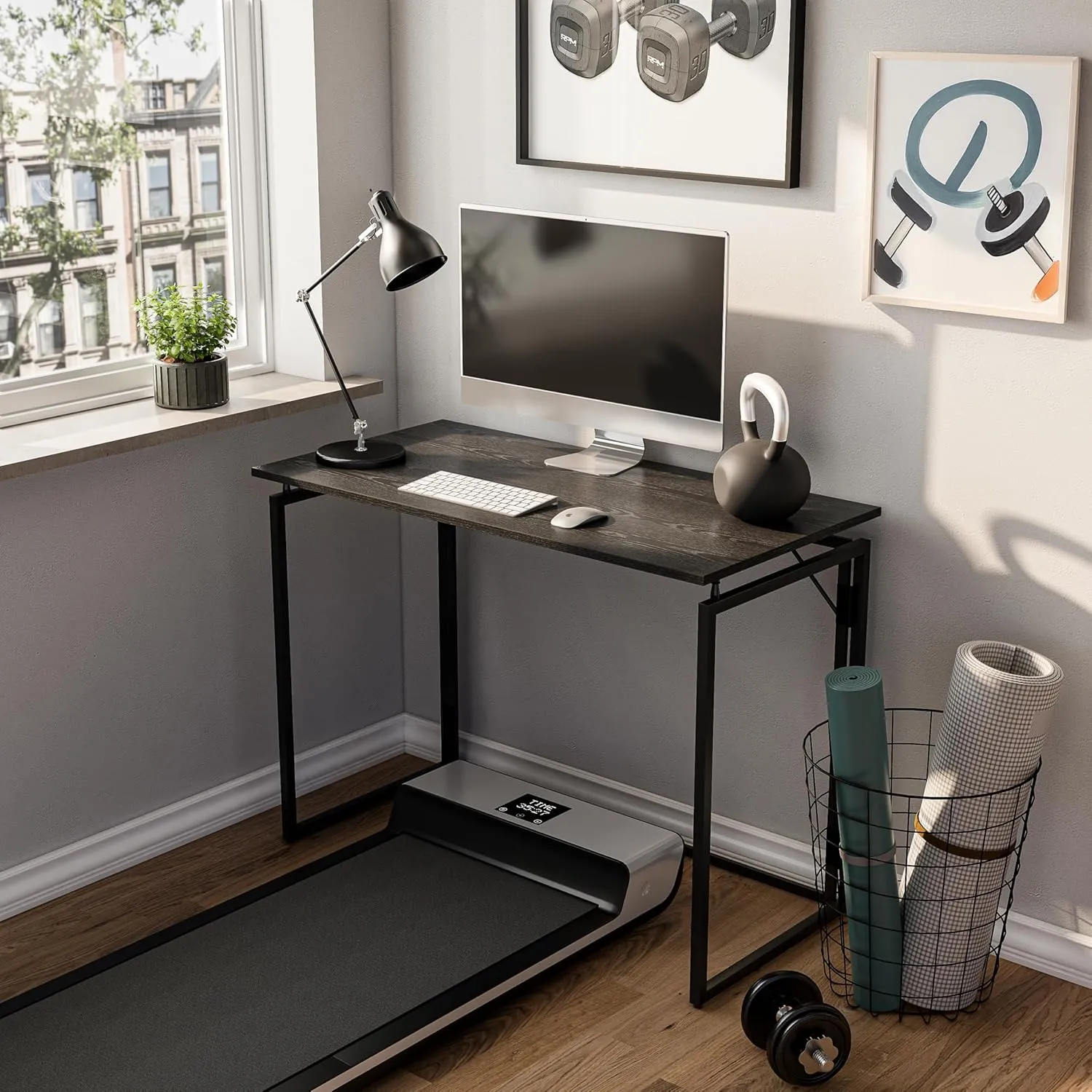 Folding Desk 30 Inch - Small Foldable Desk for Small Space Minimalist, Space Saving Collapsible Compact Desk Portable Table for Craft, Writing, Study and Work (No Assembly Required)
