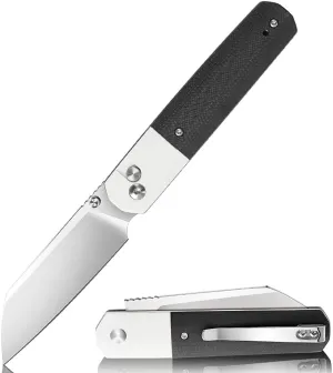 Folding Pocket Knife, Stainless Steel Blade, Black G10 Handle, Modern Design (black)