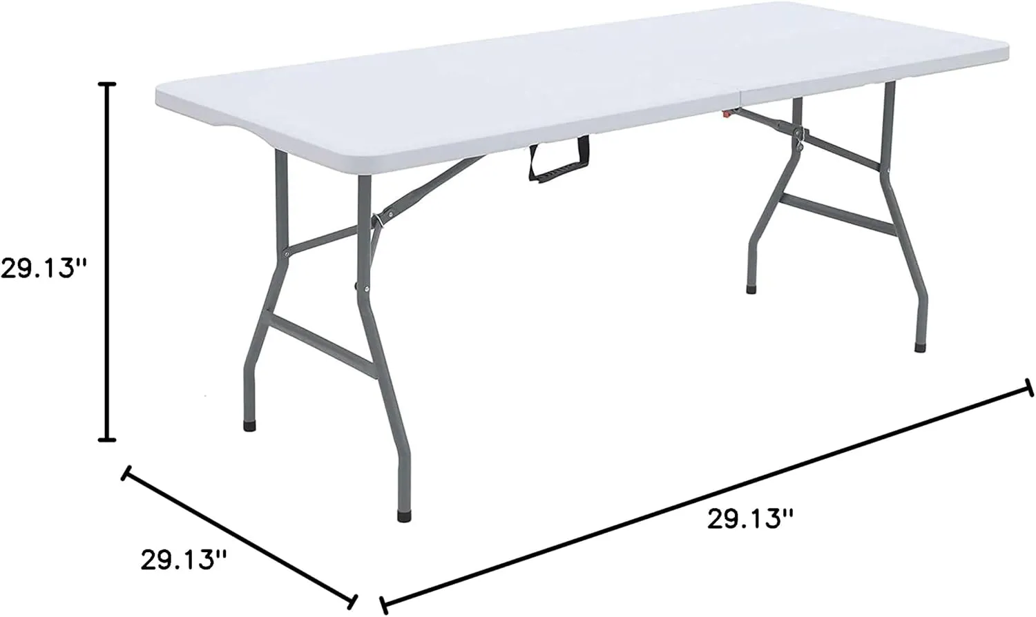 Folding Table 6ft Plastic Folding Table Indoor & Outdoor for Picnic, Camping,BBQ and Party, with Powder Coated Steel Legs and Built in Carry Handle, White