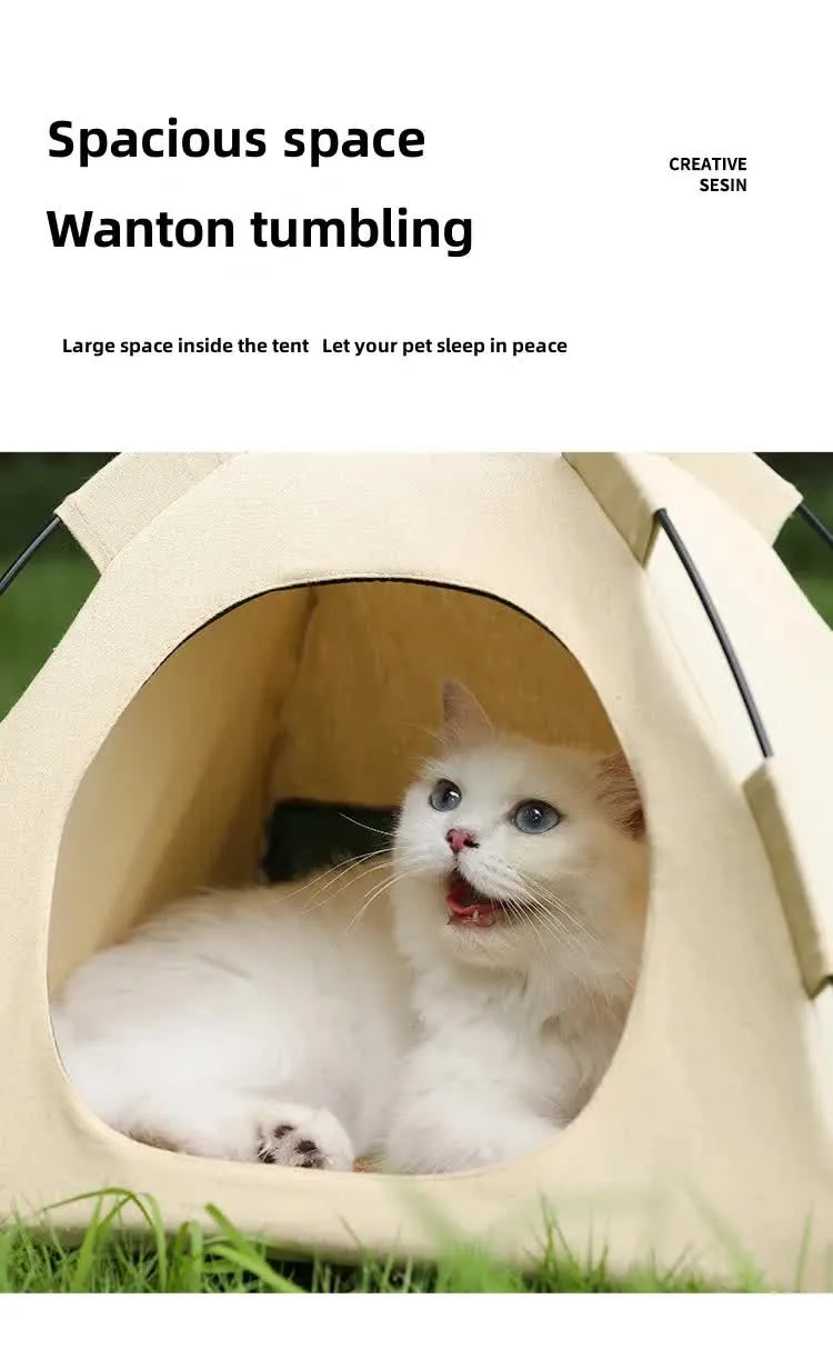 for Tent Outdoor Smart Pets, 35*35*30cm Dustproof Cat Summer clearance House,Pet Shelter Apricot, and -Windproof  Small S Size: