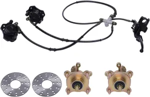 Front Wheel Hub Steering Knuckle Spindle & Brake Disc Rotors Kit for 125cc 150cc 200cc 250cc All Terrain Vehicle/Dirt Bike/ATV/UTV/4 Wheel Kart Off-road Vehicle (5PCS Set; With Brake Caliper)