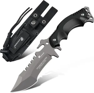 Full Tang Camping Knife, Fixed Blade Survival Knife with Sheath and Handle for Outdoor, EDC, Hunting