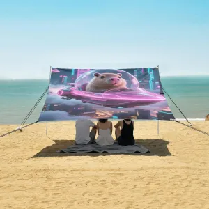 Future World Capybara Pilot Beach Camping Tent Sun Shelter for Whole Family, Beach Shade Canopy with UPF50  UV Protection,Easy Set Up and Carry,Outdoor Shade for Trips, Fishing, Backyard Fun Pi