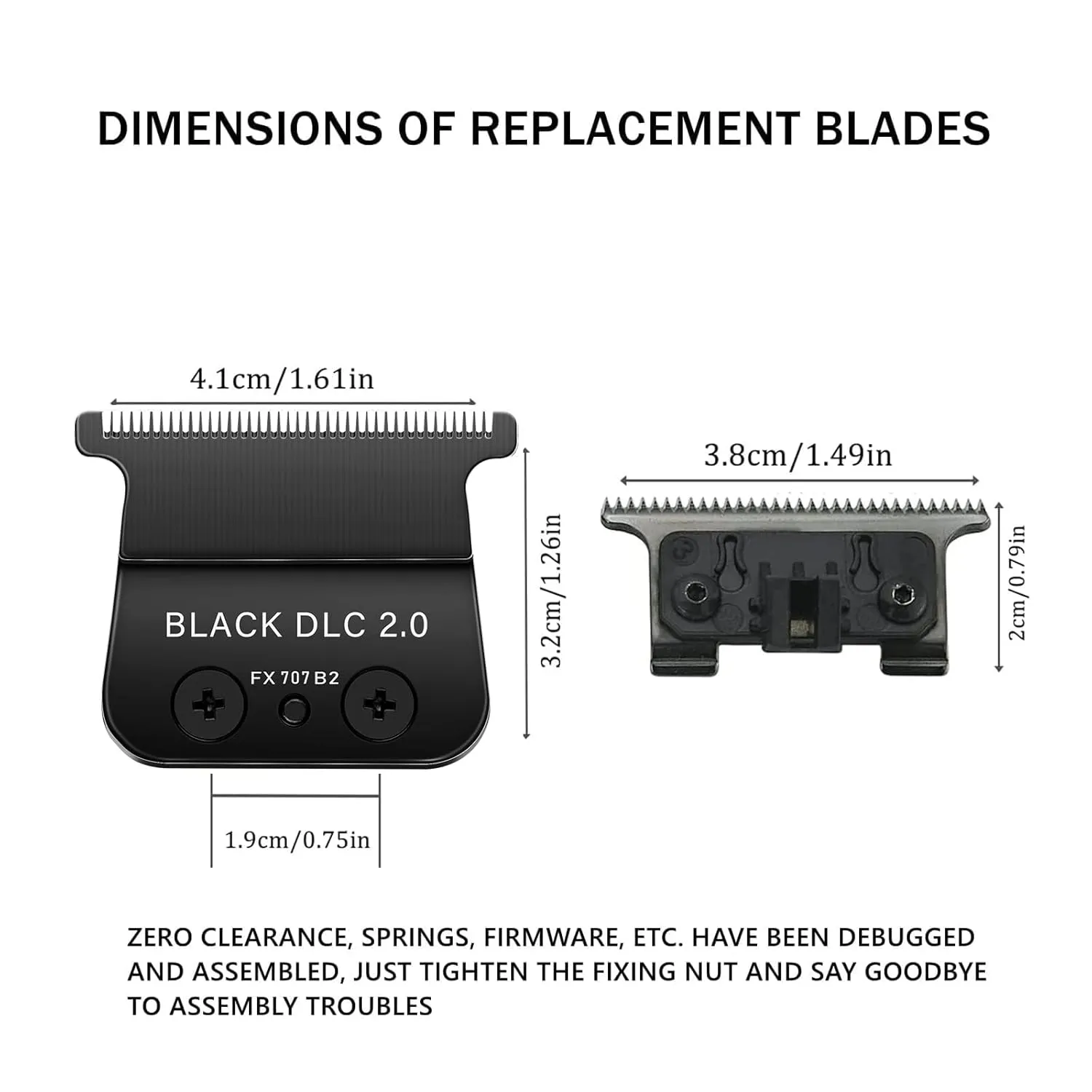 FX707Z Replacement DLC 2.0 Trimmer Blade Compatible with BaByliss FX787 & FX726 Trimmer,Compatible with BaByliss DLC 2.0 Trimmer Blade,Black