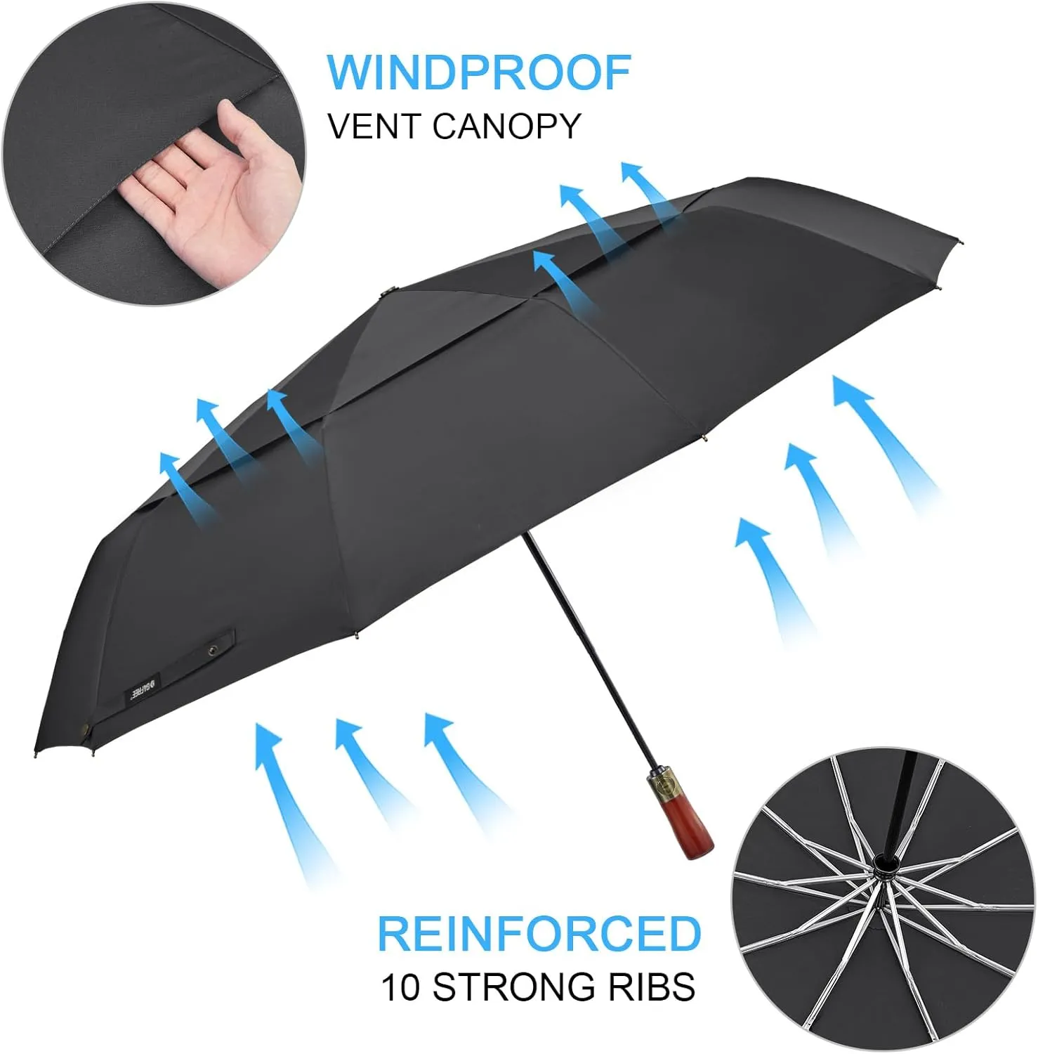 G4Free 54 Inch Large Compact Windproof Golf Umbrella for Rain Oversized Auto Open Close Folding Travel 10 Ribs Vented Double Canopy Umbrella for Women Men
