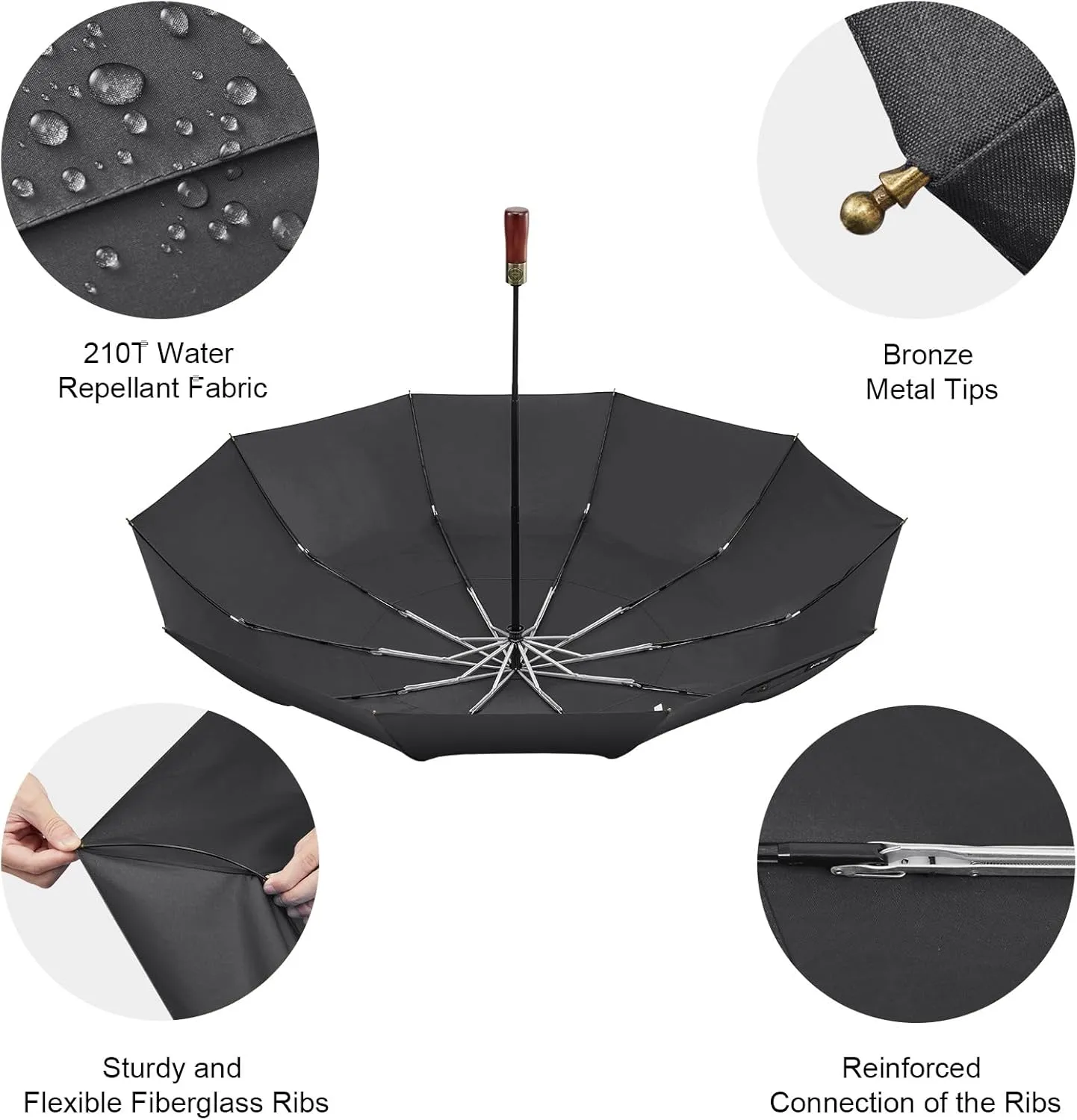G4Free 54 Inch Large Compact Windproof Golf Umbrella for Rain Oversized Auto Open Close Folding Travel 10 Ribs Vented Double Canopy Umbrella for Women Men