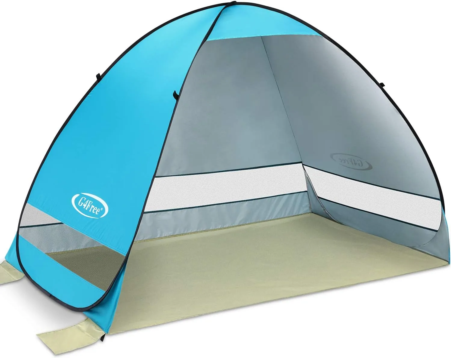 G4Free Large Pop up Beach Tent for 3-4 Person, UPF 50  Automatic Sun Shelter Canopy Portable Outdoor Cabana Sun Umbrella