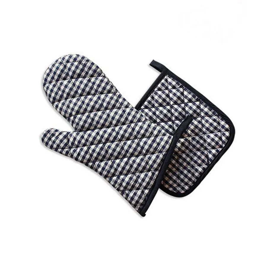 Gab Home Set of Pot Holder and Oven Mitt with Design, 2 Pieces – Available in several colors