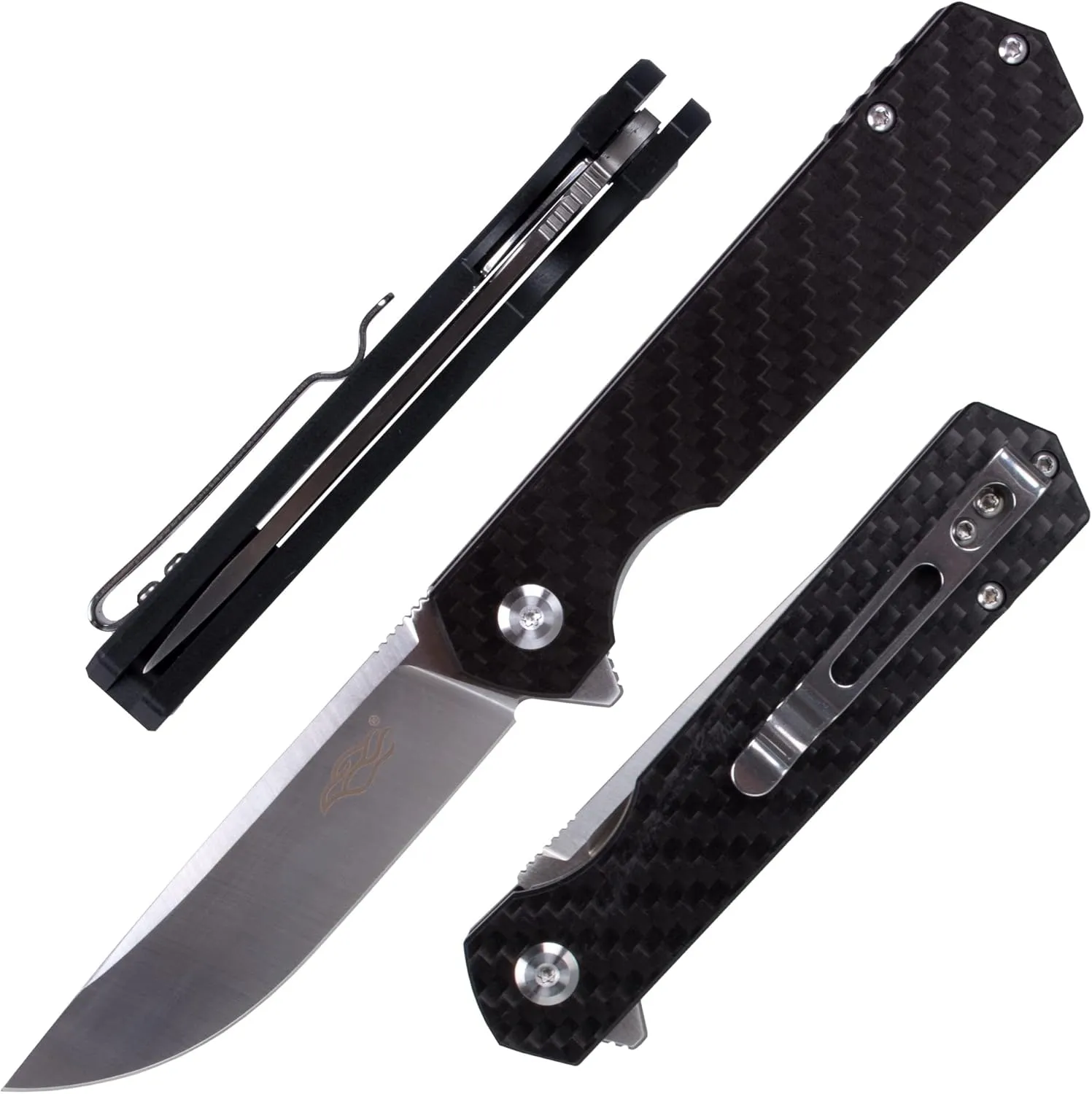 Ganzo Firebird FH11S-CF Pocket Knife D2 Steel Blade Ergonomic G10 Non-Slip Handle with Clip Camping Fishing Hunting Equipment Outdoor Flipper EDC Pocket Knife (Carbon Fibre)
