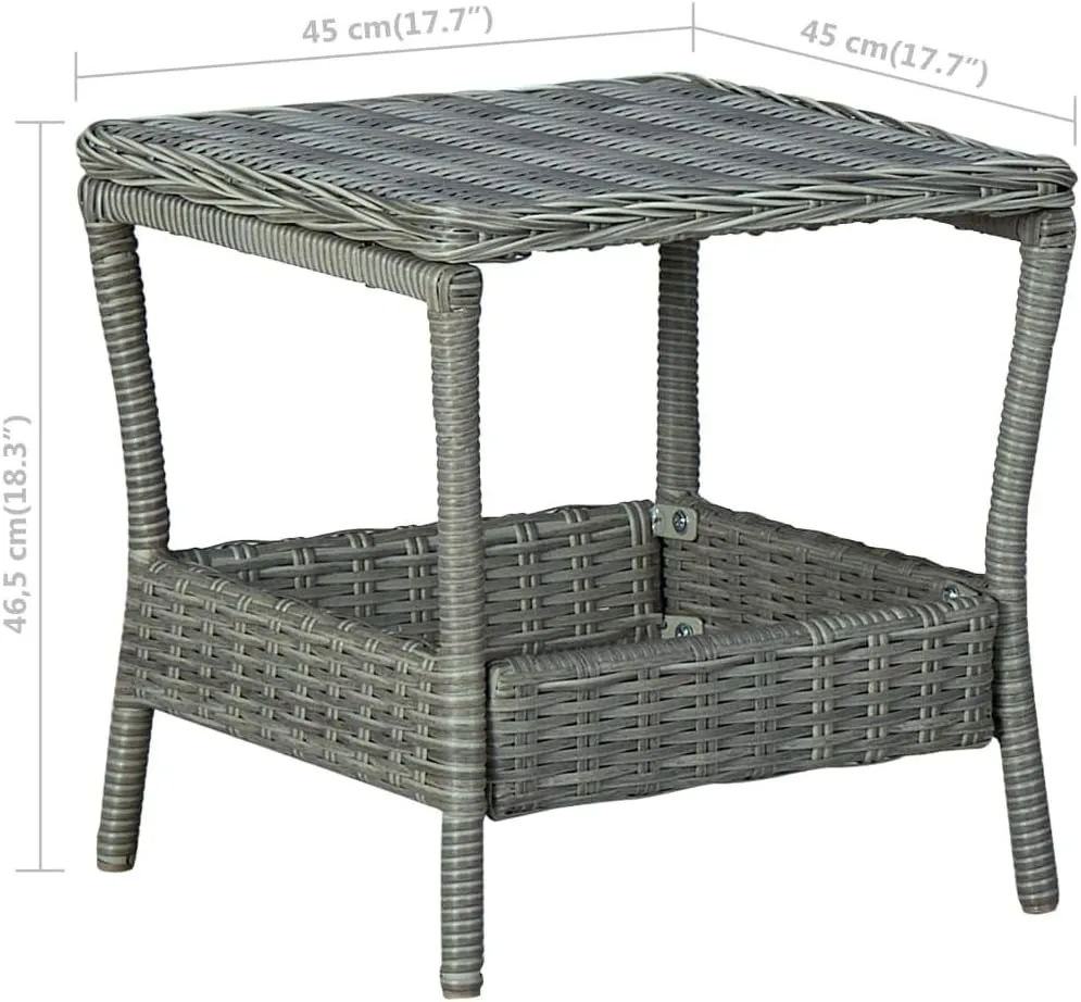 Garden Table Light Gray for Outdoor, Balcony Use - Powder-Coated Steel, Rattan Side Table, Camping, Dining, Portable, Kitchen Furniture