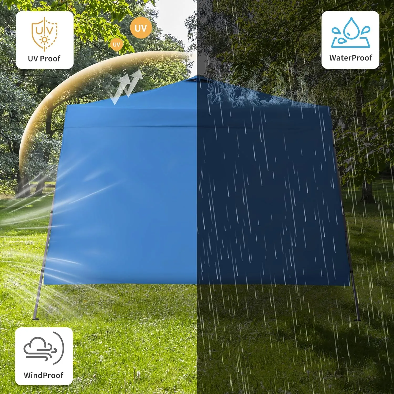 GDY 8X10 FT Pop Up Canopy Outdoor Instant Tent Slant Legs with a Sidewall,Equipment Vents, Portable Gazebo Shelter for Patio, Deck, Beach and Garden,Sky Blue.