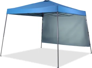 GDY 8X10 FT Pop Up Canopy Outdoor Instant Tent Slant Legs with a Sidewall,Equipment Vents, Portable Gazebo Shelter for Patio, Deck, Beach and Garden,Sky Blue.