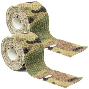 GEAR AID Camo Form Self-Cling and Reusable Fabric Camouflage Wrap, Adds Grip and Shield Hands from Hot or Cold Surfaces to Protect You and Your Equipment, Multicam, 2” x 144” Roll, 2 Pack