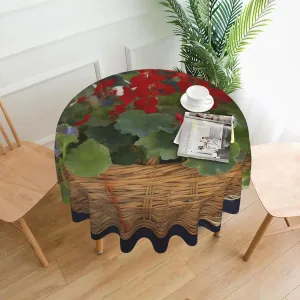 Geranium Basket Print Tablecloth Spill-Proof Water Table Cloth Decorative Fabric Table Cover for Home Kitchen Indoor and Outdoor Dining Table 60 Inch