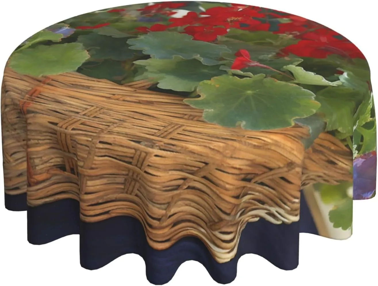 Geranium Basket Print Tablecloth Spill-Proof Water Table Cloth Decorative Fabric Table Cover for Home Kitchen Indoor and Outdoor Dining Table 60 Inch