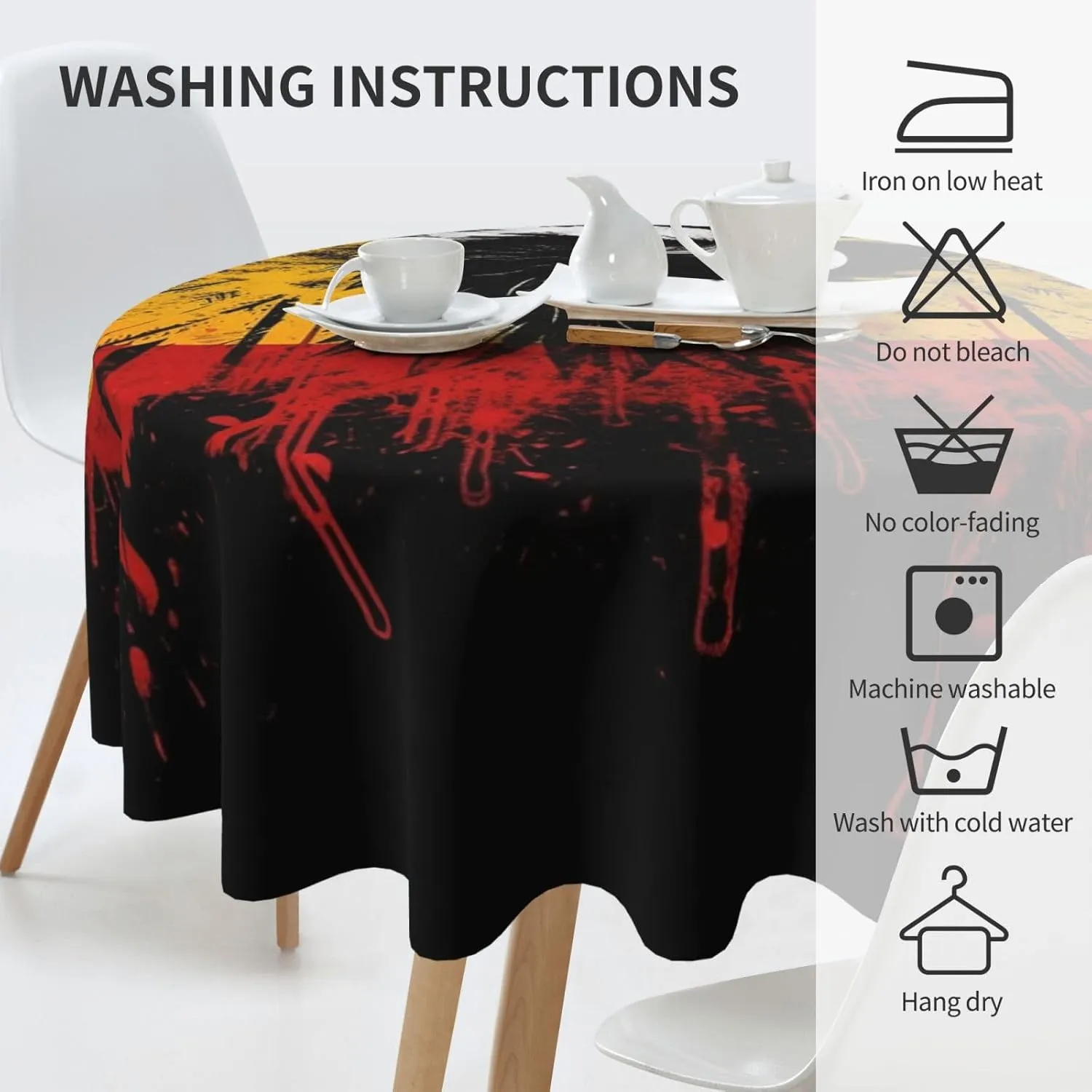 Germany Flag Eagle Print Tablecloth Spill-Proof Water Table Cloth Decorative Fabric Table Cover for Home Kitchen Indoor and Outdoor Dining Table 60 Inch