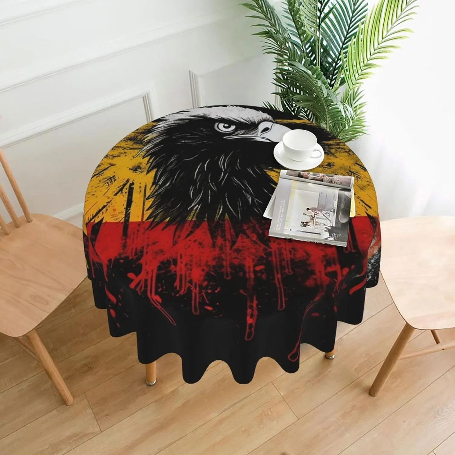 Germany Flag Eagle Print Tablecloth Spill-Proof Water Table Cloth Decorative Fabric Table Cover for Home Kitchen Indoor and Outdoor Dining Table 60 Inch