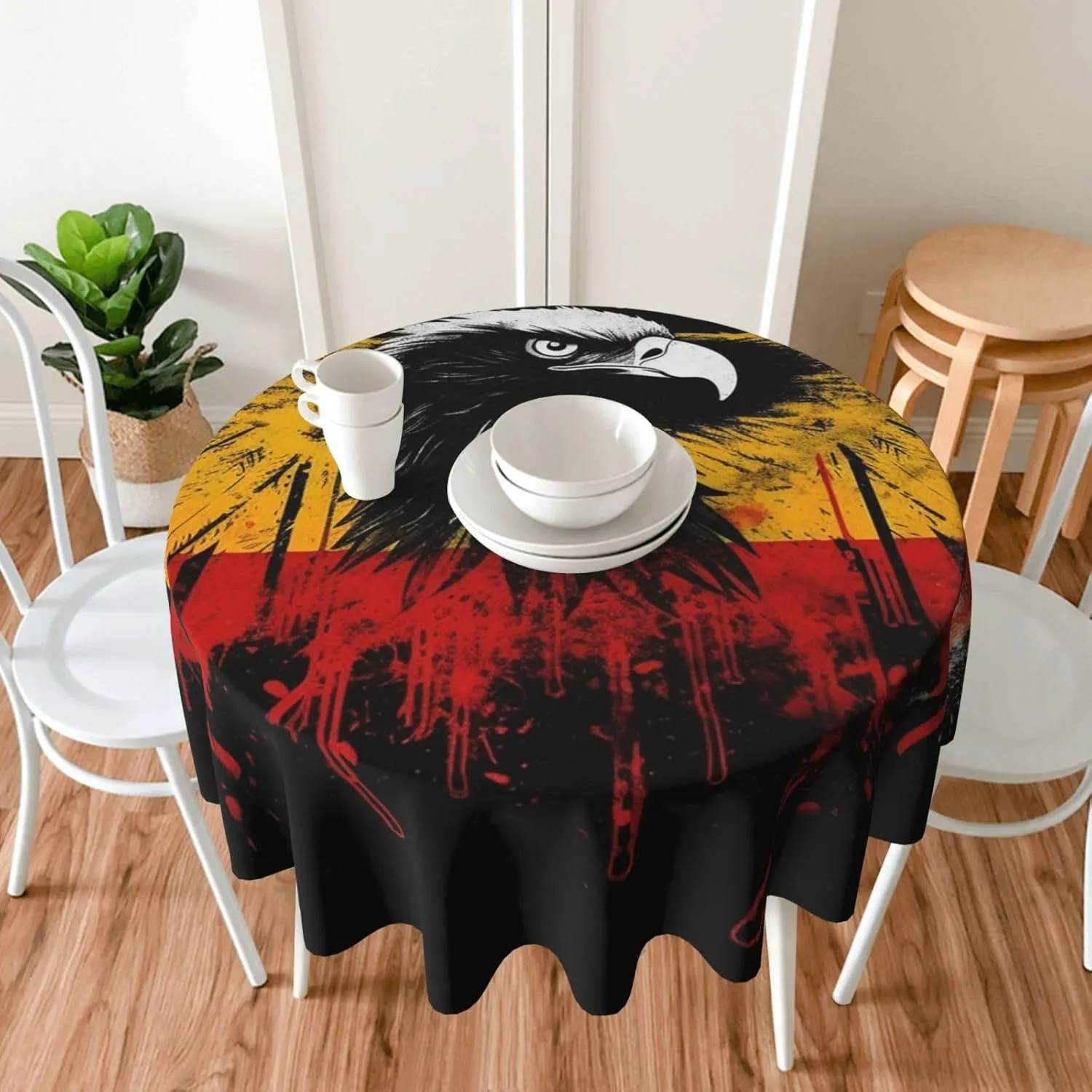 Germany Flag Eagle Print Tablecloth Spill-Proof Water Table Cloth Decorative Fabric Table Cover for Home Kitchen Indoor and Outdoor Dining Table 60 Inch
