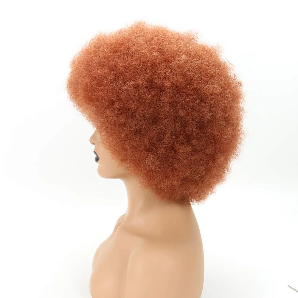 Ginger Afro Wigs for Black Women, Brown Afro Wigs Unisex Men Women Large Bouncy and Soft Natural Looking Hair, Short Afro Kinky Curly Premium Synthetic Wig (Brown 350#)