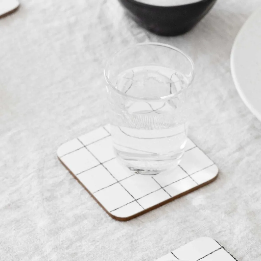 GLAM GRID CORK COASTERS SET 4