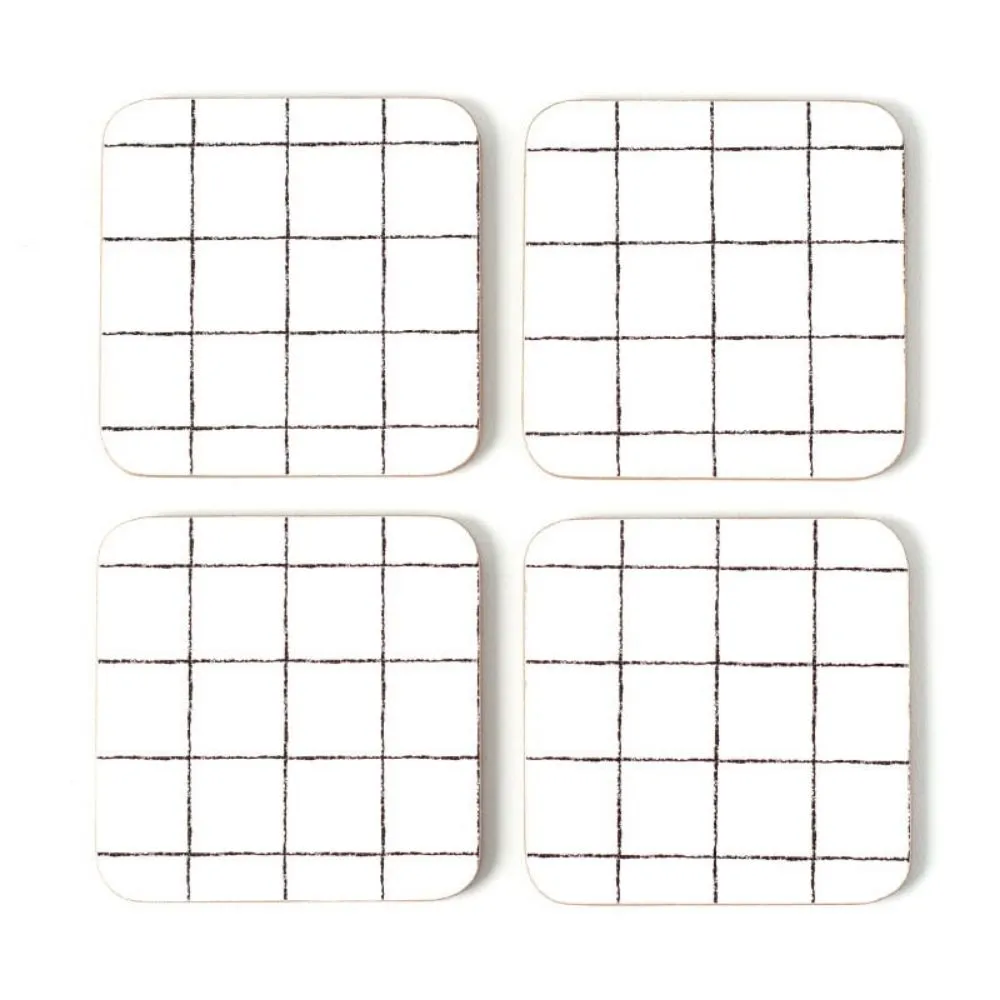 GLAM GRID CORK COASTERS SET 4